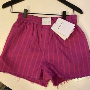 Women’s Brand New Alexander Wang Pink Cotton Oxford Boxer Shorts